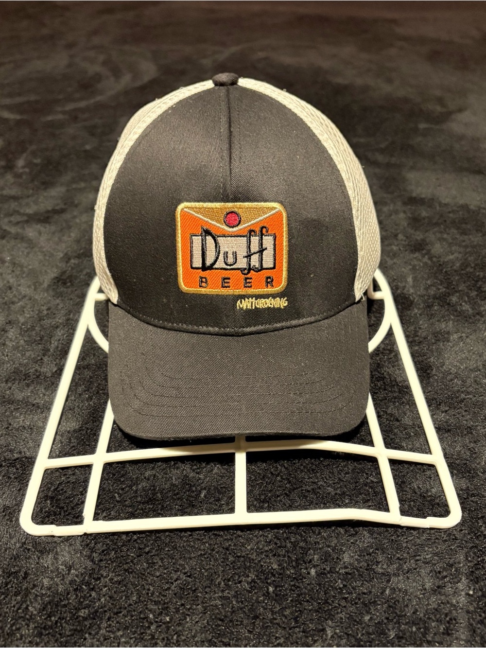The Simpsons DUFF BEER black white adjustable hook and latch strap back hat